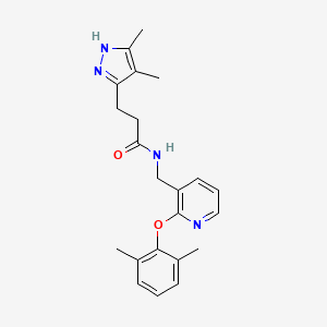 molecular formula C22H26N4O2 B3813371 N-{[2-(2,6-dimethylphenoxy)-3-pyridinyl]methyl}-3-(3,4-dimethyl-1H-pyrazol-5-yl)propanamide 