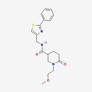 molecular formula C19H23N3O3S B3813391 1-(2-methoxyethyl)-6-oxo-N-[(2-phenyl-1,3-thiazol-4-yl)methyl]-3-piperidinecarboxamide 