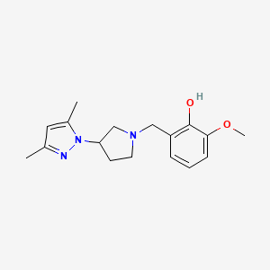 molecular formula C17H23N3O2 B3813402 2-{[3-(3,5-dimethyl-1H-pyrazol-1-yl)pyrrolidin-1-yl]methyl}-6-methoxyphenol 