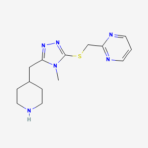 molecular formula C14H20N6S B3813409 2-({[4-methyl-5-(piperidin-4-ylmethyl)-4H-1,2,4-triazol-3-yl]thio}methyl)pyrimidine 