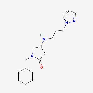molecular formula C17H28N4O B3813415 1-(cyclohexylmethyl)-4-{[3-(1H-pyrazol-1-yl)propyl]amino}-2-pyrrolidinone 