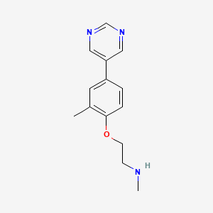 molecular formula C14H17N3O B3813422 N-methyl-2-(2-methyl-4-pyrimidin-5-ylphenoxy)ethanamine 