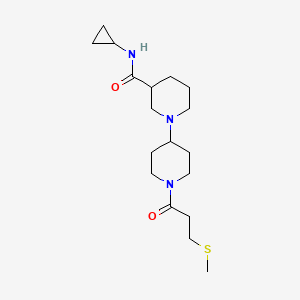 molecular formula C18H31N3O2S B3813430 N-cyclopropyl-1'-[3-(methylthio)propanoyl]-1,4'-bipiperidine-3-carboxamide 
