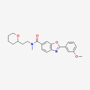 molecular formula C23H26N2O4 B3813438 2-(3-methoxyphenyl)-N-methyl-N-[2-(tetrahydro-2H-pyran-2-yl)ethyl]-1,3-benzoxazole-6-carboxamide 