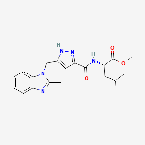 molecular formula C20H25N5O3 B3813450 methyl N-({5-[(2-methyl-1H-benzimidazol-1-yl)methyl]-1H-pyrazol-3-yl}carbonyl)-L-leucinate 