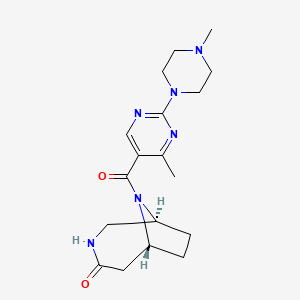 molecular formula C18H26N6O2 B3813454 (1S*,6R*)-9-{[4-methyl-2-(4-methylpiperazin-1-yl)pyrimidin-5-yl]carbonyl}-3,9-diazabicyclo[4.2.1]nonan-4-one 