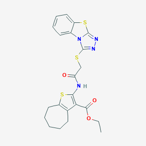 ethyl 2-{[([1,2,4]triazolo[3,4-b][1,3]benzothiazol-3-ylsulfanyl)acetyl]amino}-5,6,7,8-tetrahydro-4H-cyclohepta[b]thiophene-3-carboxylate