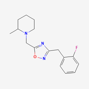molecular formula C16H20FN3O B3813489 1-{[3-(2-fluorobenzyl)-1,2,4-oxadiazol-5-yl]methyl}-2-methylpiperidine 