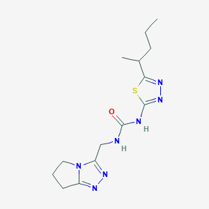 molecular formula C14H21N7OS B3813495 N-(6,7-dihydro-5H-pyrrolo[2,1-c][1,2,4]triazol-3-ylmethyl)-N'-[5-(1-methylbutyl)-1,3,4-thiadiazol-2-yl]urea 