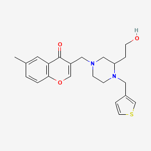molecular formula C22H26N2O3S B3813524 3-{[3-(2-hydroxyethyl)-4-(3-thienylmethyl)-1-piperazinyl]methyl}-6-methyl-4H-chromen-4-one 