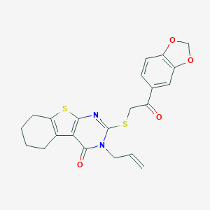 2-[2-(1,3-Benzodioxol-5-yl)-2-oxoethyl]sulfanyl-3-prop-2-enyl-5,6,7,8-tetrahydro-[1]benzothiolo[2,3-d]pyrimidin-4-one