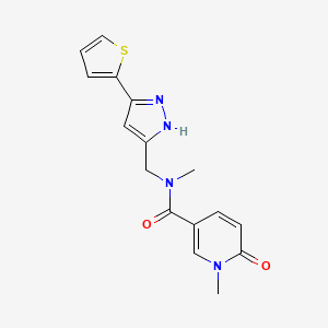 molecular formula C16H16N4O2S B3813552 N,1-dimethyl-6-oxo-N-{[3-(2-thienyl)-1H-pyrazol-5-yl]methyl}-1,6-dihydropyridine-3-carboxamide 