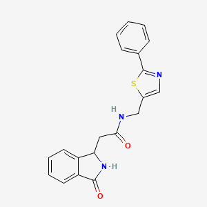 molecular formula C20H17N3O2S B3813559 2-(3-oxo-2,3-dihydro-1H-isoindol-1-yl)-N-[(2-phenyl-1,3-thiazol-5-yl)methyl]acetamide 