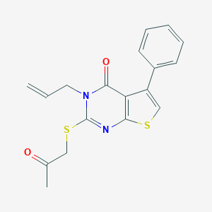 molecular formula C18H16N2O2S2 B381356 2-(2-Oxopropylsulfanyl)-5-phenyl-3-prop-2-enylthieno[2,3-d]pyrimidin-4-one CAS No. 315710-76-0