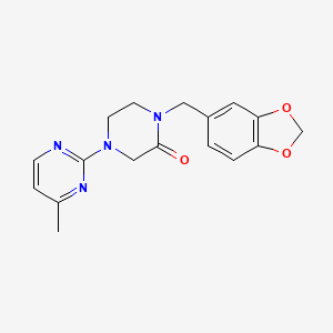molecular formula C17H18N4O3 B3813598 1-(1,3-benzodioxol-5-ylmethyl)-4-(4-methyl-2-pyrimidinyl)-2-piperazinone 