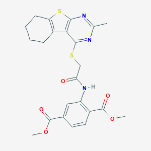 molecular formula C23H23N3O5S2 B381363 2-[[2-[(2-méthyl-5,6,7,8-tétrahydro-[1]benzothiolo[2,3-d]pyrimidin-4-yl)sulfanyl]acétyl]amino]benzène-1,4-dicarboxylate de diméthyle CAS No. 315711-47-8