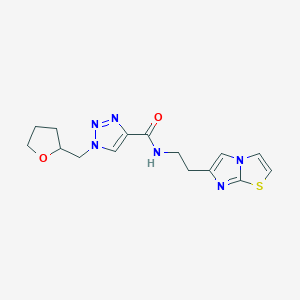 molecular formula C15H18N6O2S B3813632 N-(2-imidazo[2,1-b][1,3]thiazol-6-ylethyl)-1-(tetrahydro-2-furanylmethyl)-1H-1,2,3-triazole-4-carboxamide 