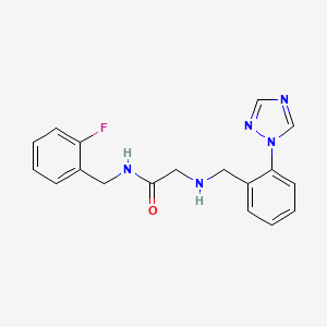 molecular formula C18H18FN5O B3813636 N-(2-fluorobenzyl)-2-{[2-(1H-1,2,4-triazol-1-yl)benzyl]amino}acetamide 