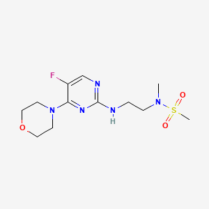 molecular formula C12H20FN5O3S B3813644 N-{2-[(5-fluoro-4-morpholin-4-ylpyrimidin-2-yl)amino]ethyl}-N-methylmethanesulfonamide 