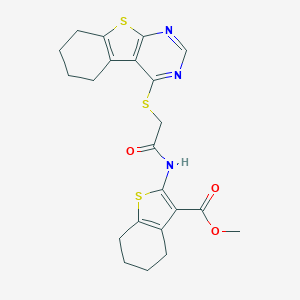 B381365 Methyl 2-[[2-(5,6,7,8-tetrahydro-[1]benzothiolo[2,3-d]pyrimidin-4-ylsulfanyl)acetyl]amino]-4,5,6,7-tetrahydro-1-benzothiophene-3-carboxylate CAS No. 385401-58-1