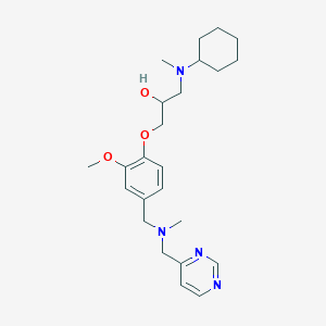 molecular formula C24H36N4O3 B3813652 1-[cyclohexyl(methyl)amino]-3-(2-methoxy-4-{[methyl(4-pyrimidinylmethyl)amino]methyl}phenoxy)-2-propanol 