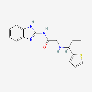 molecular formula C16H18N4OS B3813654 N-1H-benzimidazol-2-yl-2-{[1-(2-thienyl)propyl]amino}acetamide 