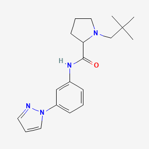 molecular formula C19H26N4O B3813658 1-(2,2-dimethylpropyl)-N-[3-(1H-pyrazol-1-yl)phenyl]prolinamide 