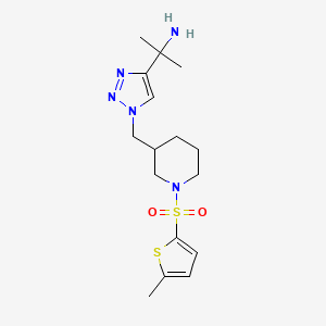 molecular formula C16H25N5O2S2 B3813667 {1-methyl-1-[1-({1-[(5-methyl-2-thienyl)sulfonyl]-3-piperidinyl}methyl)-1H-1,2,3-triazol-4-yl]ethyl}amine trifluoroacetate 