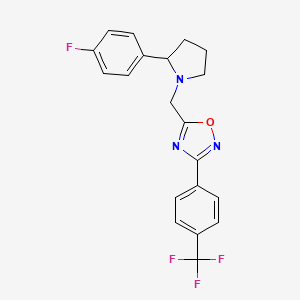 molecular formula C20H17F4N3O B3813672 5-{[2-(4-fluorophenyl)-1-pyrrolidinyl]methyl}-3-[4-(trifluoromethyl)phenyl]-1,2,4-oxadiazole 