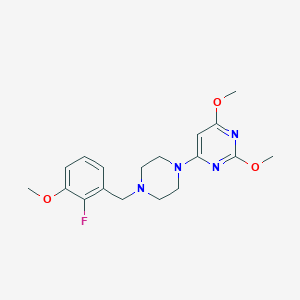molecular formula C18H23FN4O3 B3813685 4-[4-(2-fluoro-3-methoxybenzyl)piperazin-1-yl]-2,6-dimethoxypyrimidine 