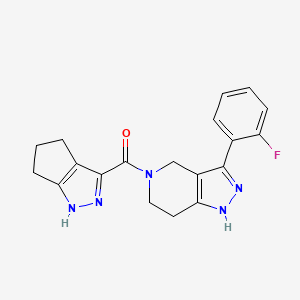 molecular formula C19H18FN5O B3813693 3-(2-fluorophenyl)-5-(1,4,5,6-tetrahydrocyclopenta[c]pyrazol-3-ylcarbonyl)-4,5,6,7-tetrahydro-1H-pyrazolo[4,3-c]pyridine 