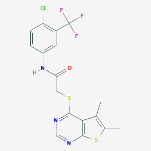 N-[4-chloro-3-(trifluoromethyl)phenyl]-2-(5,6-dimethylthieno[2,3-d]pyrimidin-4-yl)sulfanylacetamide