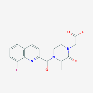 molecular formula C18H18FN3O4 B3813758 methyl {4-[(8-fluoroquinolin-2-yl)carbonyl]-3-methyl-2-oxopiperazin-1-yl}acetate 
