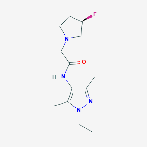 molecular formula C13H21FN4O B3813787 N-(1-ethyl-3,5-dimethyl-1H-pyrazol-4-yl)-2-[(3R)-3-fluoropyrrolidin-1-yl]acetamide 