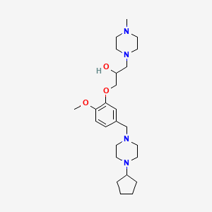 molecular formula C25H42N4O3 B3813793 1-{5-[(4-cyclopentyl-1-piperazinyl)methyl]-2-methoxyphenoxy}-3-(4-methyl-1-piperazinyl)-2-propanol 