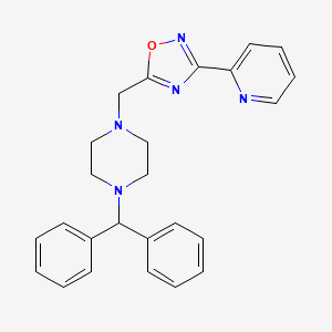 molecular formula C25H25N5O B3813797 1-(diphenylmethyl)-4-{[3-(2-pyridinyl)-1,2,4-oxadiazol-5-yl]methyl}piperazine 