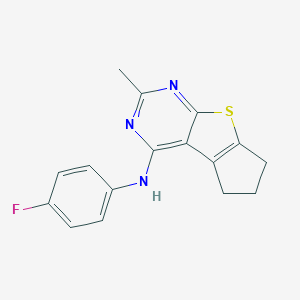 molecular formula C16H14FN3S B381380 N-(4-fluorophenyl)-2-methyl-6,7-dihydro-5H-cyclopenta[4,5]thieno[2,3-d]pyrimidin-4-amine 