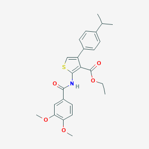 molecular formula C25H27NO5S B381382 Ethyl 2-[(3,4-dimethoxybenzoyl)amino]-4-(4-isopropylphenyl)-3-thiophenecarboxylate 