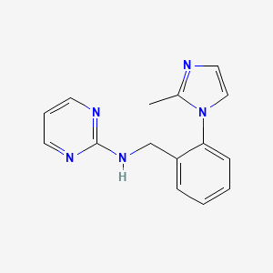 molecular formula C15H15N5 B3813831 N-[2-(2-methyl-1H-imidazol-1-yl)benzyl]-2-pyrimidinamine bis(trifluoroacetate) 