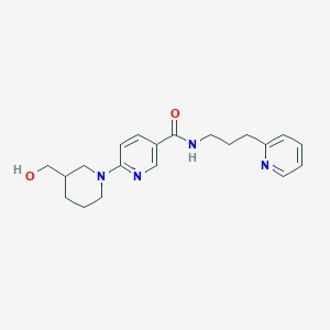 molecular formula C20H26N4O2 B3813839 6-[3-(hydroxymethyl)-1-piperidinyl]-N-[3-(2-pyridinyl)propyl]nicotinamide 
