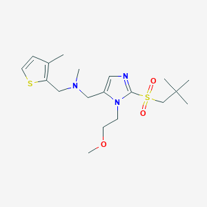 molecular formula C19H31N3O3S2 B3813855 1-[2-[(2,2-dimethylpropyl)sulfonyl]-1-(2-methoxyethyl)-1H-imidazol-5-yl]-N-methyl-N-[(3-methyl-2-thienyl)methyl]methanamine 
