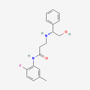 molecular formula C18H21FN2O2 B3813857 N-(2-fluoro-5-methylphenyl)-3-{[(1R)-2-hydroxy-1-phenylethyl]amino}propanamide 