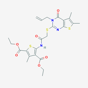 Diethyl 5-({[(3-allyl-5,6-dimethyl-4-oxo-3,4-dihydrothieno[2,3-d]pyrimidin-2-yl)sulfanyl]acetyl}amino)-3-methyl-2,4-thiophenedicarboxylate