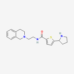 molecular formula C20H25N3OS B3813948 N-[2-(3,4-dihydro-2(1H)-isoquinolinyl)ethyl]-5-(2-pyrrolidinyl)-2-thiophenecarboxamide bis(trifluoroacetate) 