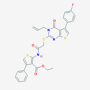 Ethyl 2-[({[3-allyl-5-(4-fluorophenyl)-4-oxo-3,4-dihydrothieno[2,3-d]pyrimidin-2-yl]sulfanyl}acetyl)amino]-4-phenyl-3-thiophenecarboxylate