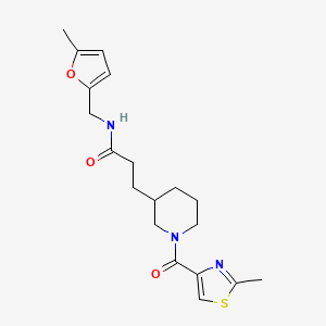 molecular formula C19H25N3O3S B3813962 N-[(5-methyl-2-furyl)methyl]-3-{1-[(2-methyl-1,3-thiazol-4-yl)carbonyl]-3-piperidinyl}propanamide 