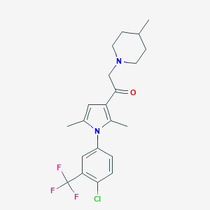 molecular formula C21H24ClF3N2O B381397 1-[1-[4-Chloro-3-(trifluoromethyl)phenyl]-2,5-dimethylpyrrol-3-yl]-2-(4-methylpiperidin-1-yl)ethanone CAS No. 315707-65-4