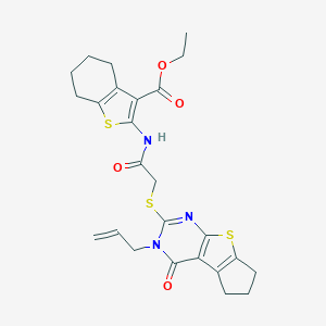 ethyl 2-({[(3-allyl-4-oxo-3,5,6,7-tetrahydro-4H-cyclopenta[4,5]thieno[2,3-d]pyrimidin-2-yl)sulfanyl]acetyl}amino)-4,5,6,7-tetrahydro-1-benzothiophene-3-carboxylate