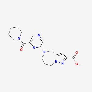 molecular formula C19H24N6O3 B3813983 methyl 5-[6-(piperidin-1-ylcarbonyl)pyrazin-2-yl]-5,6,7,8-tetrahydro-4H-pyrazolo[1,5-a][1,4]diazepine-2-carboxylate 