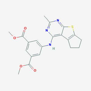 molecular formula C20H19N3O4S B381399 1,3-Dimethyl 5-({10-methyl-7-thia-9,11-diazatricyclo[6.4.0.0^{2,6}]dodeca-1(8),2(6),9,11-tetraen-12-yl}amino)benzene-1,3-dicarboxylate CAS No. 315710-31-7